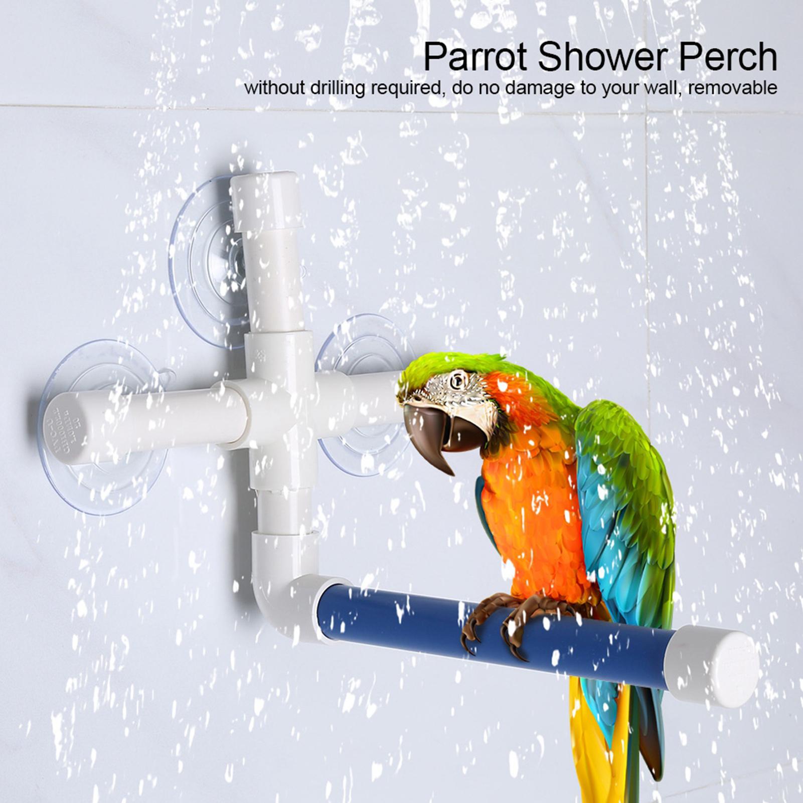 

Suction Cup Plastic Pipe Pet Bird Parrot Toy Standing Rack Platform Shower Perch Bathing Supply