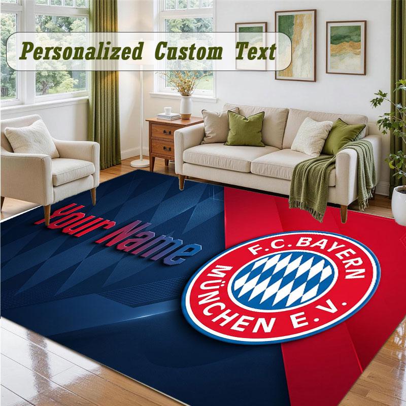 Crystal Velvet Square Rug Custom NameBayern Munich Pattern Non Slip Home Floor Decor Rug