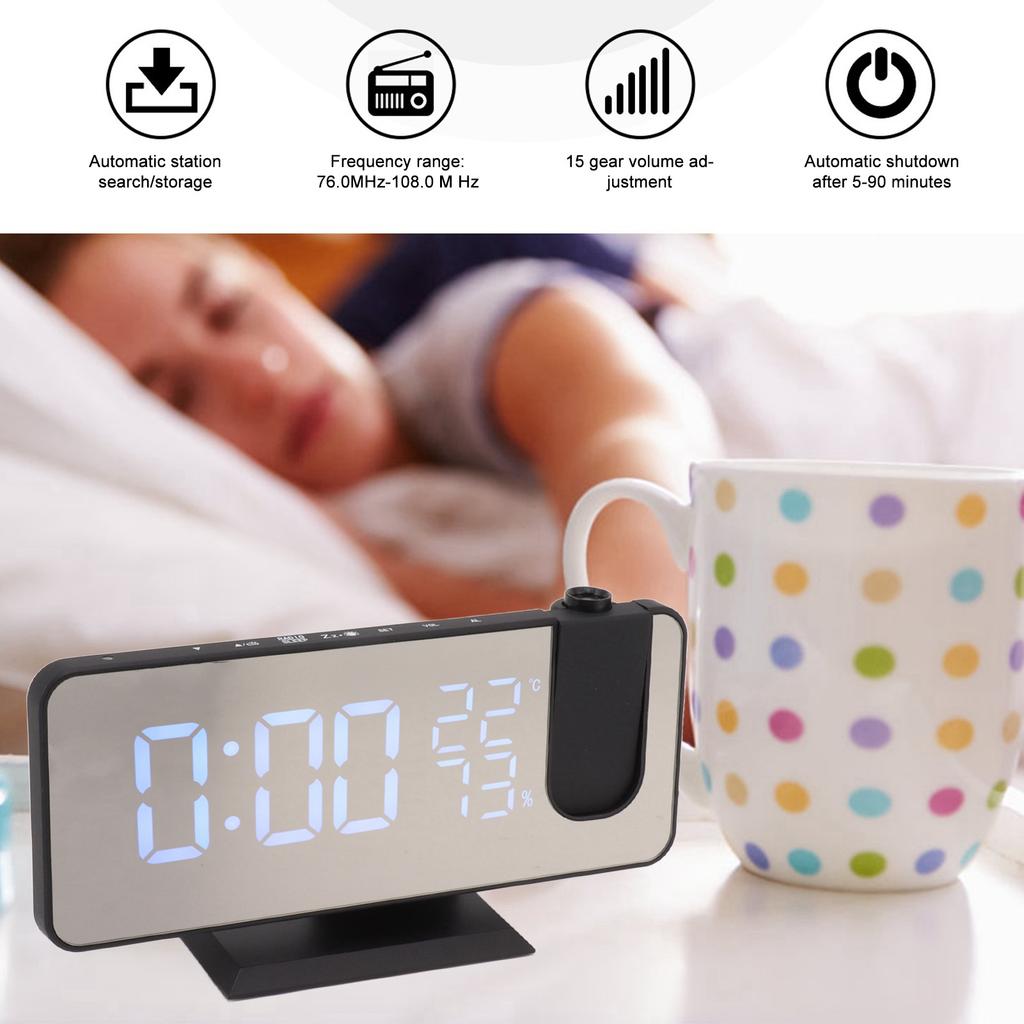 FM Radio LED Digital Smart Alarm Clock LED Digital Projection Alarm Clock for Bedroom Bedside