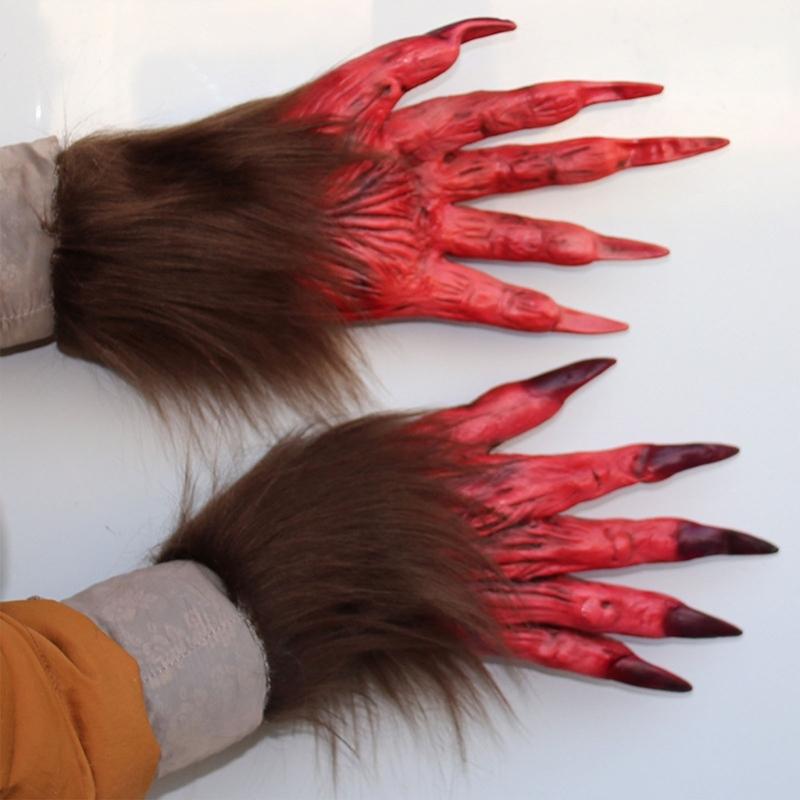 Halloween Cosplay Wolfskrallenform Handschuhe Vollfinger Fäustlinge Niedlich Karneval Outdoor Handschuhe Gummihandschuhe für Jungen Mädchen