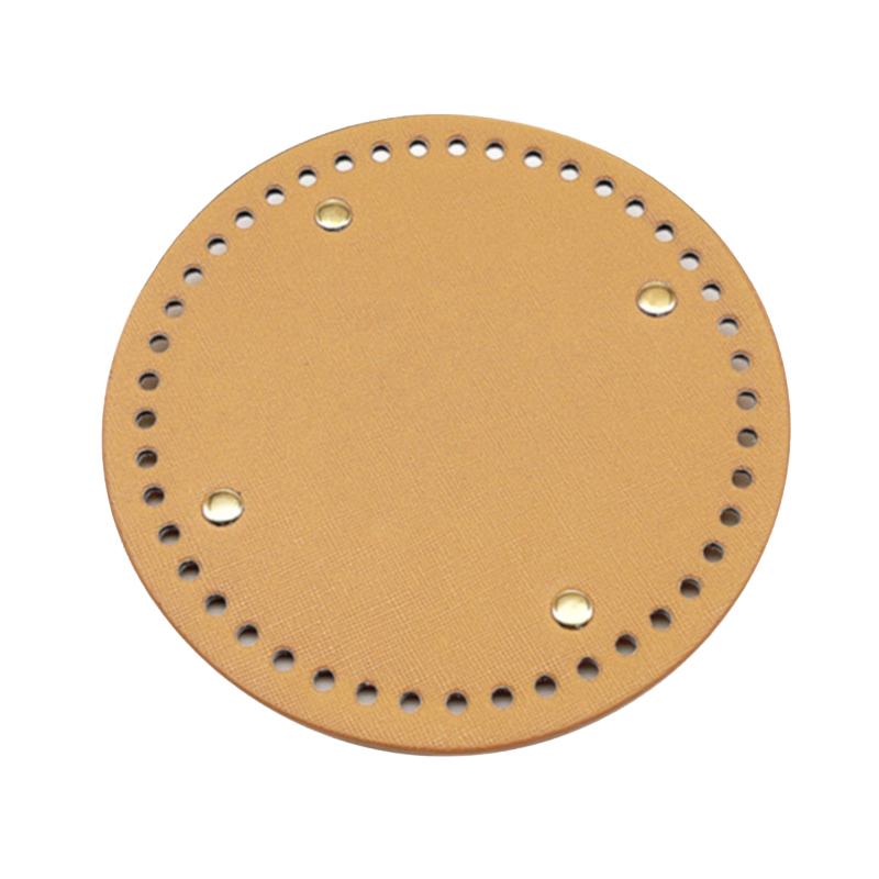 1 stk DIY Hekleveske Bunn Tilbehør 15*15Cm Rund Bunn For Strikket Veske PU Lær Veskebunn Håndlaget Bunn Med Hull