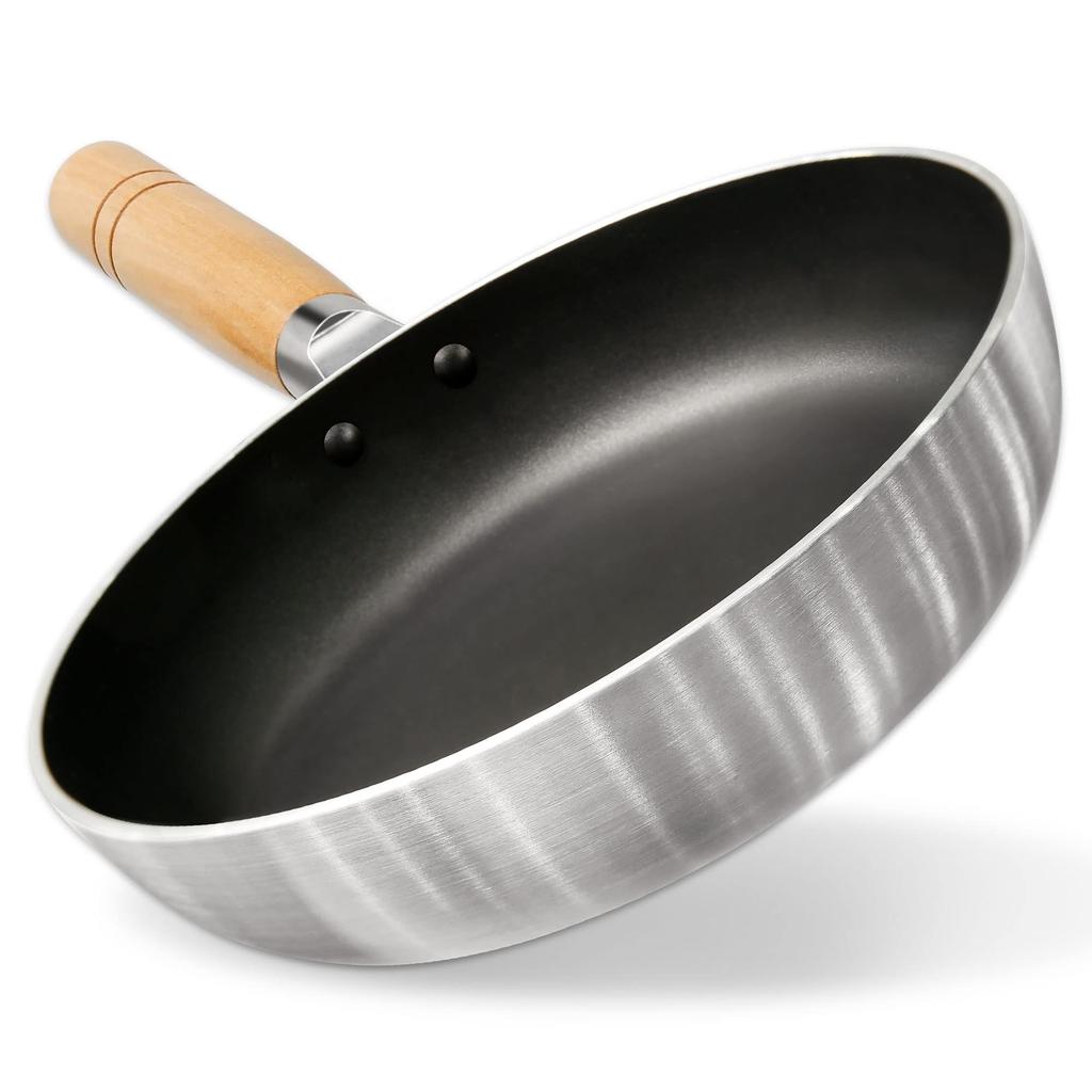 Frying Pan 20cm Ih Frying Pan Compatible Thick Bottom Aluminum Pan Made by Skilled Craftsmen Natural Wood Handle 20cm Frying Pan MOTT Select IH/gas