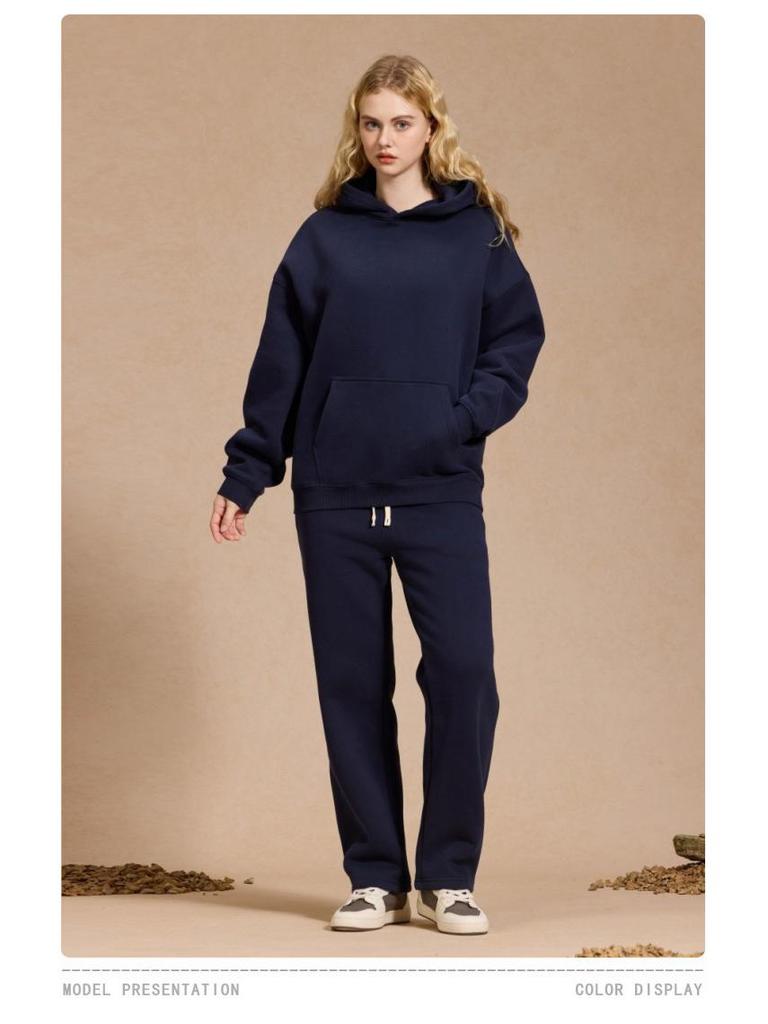 2025 A/W Men's Oversized Hoodie & Sweatpants Set: Trendy Loose Plus Velvet, Thickened and Comfortable