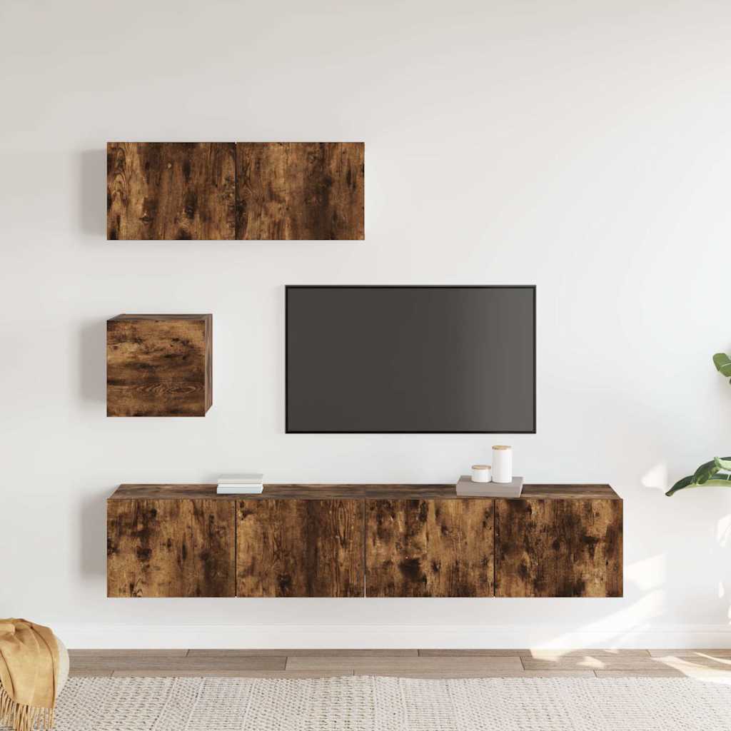 vidaXL 4-tlg. TV-Schrank-Set Räuchereiche Holzwerkstoff