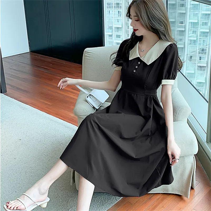 French Retro Temperament Slim Dress Muse Fan Doll Collar Belt First Love Platycodon Dress Fashion Hepburn Style