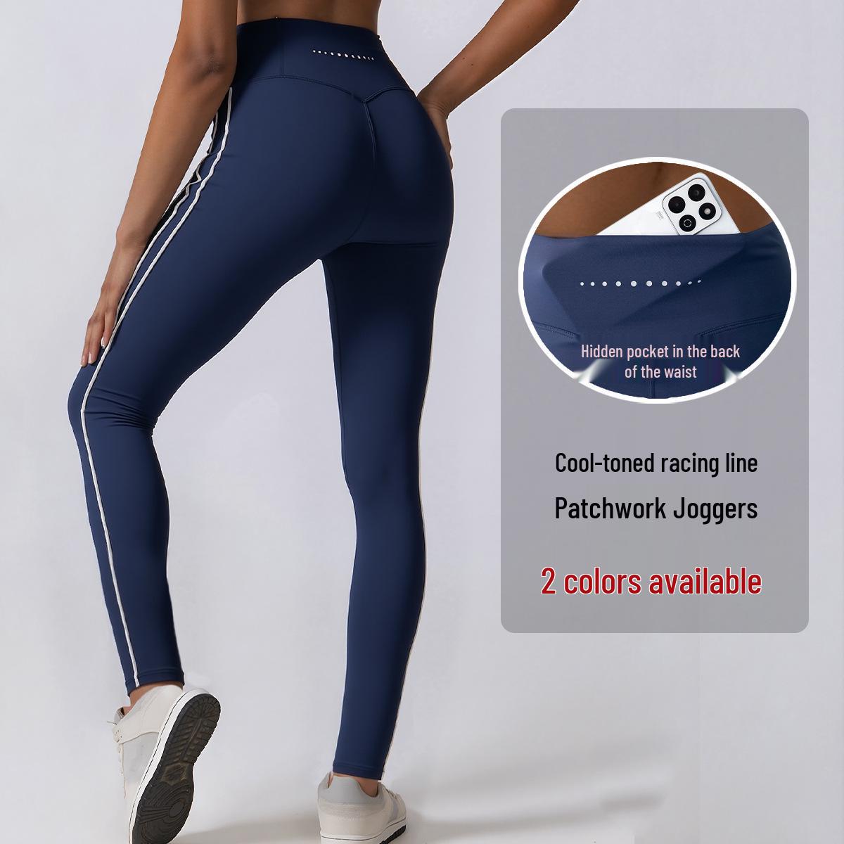 European and American High-Waisted Butt-Lifting Nude-Feel Yoga and Cycling Pants Medium темно-синий