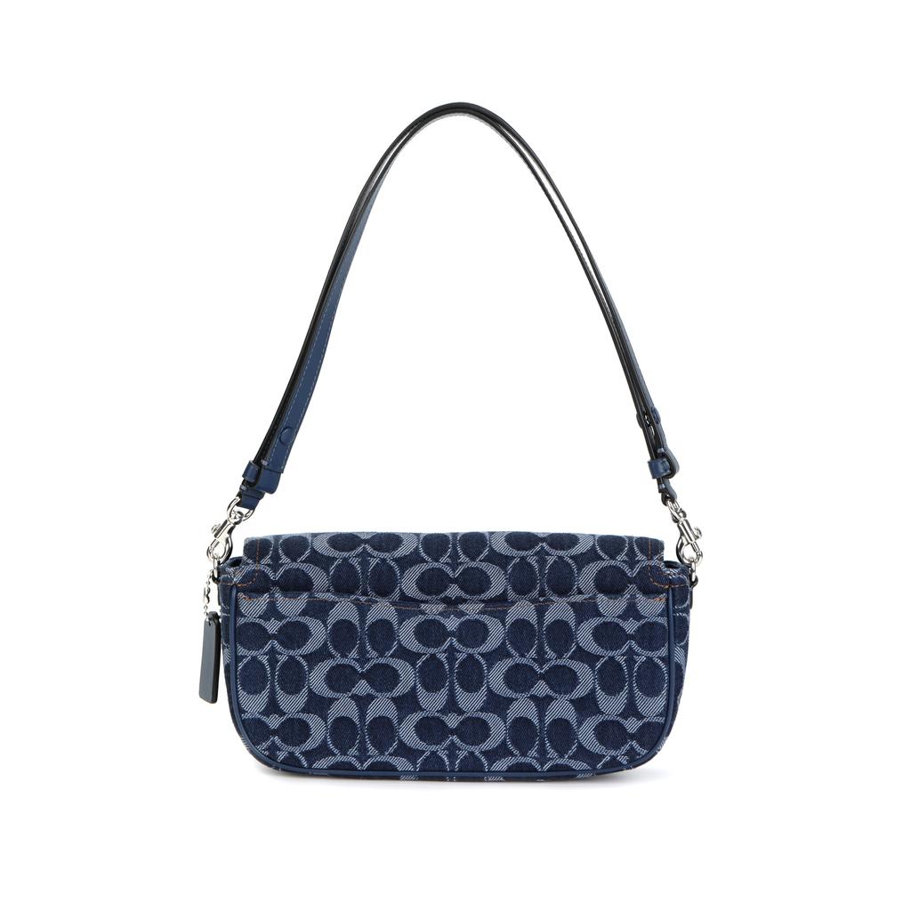 Coach Brook Flap 24 Printed Micro Logo Chain Shoulder Bag Women Shoulder Bag Blue CAT60-LHRHY
