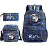 3 Piece School Backpack Set for Students Large Capacity Oxford Cloth Schoolbag with Shoulder Strap and Pencil Case