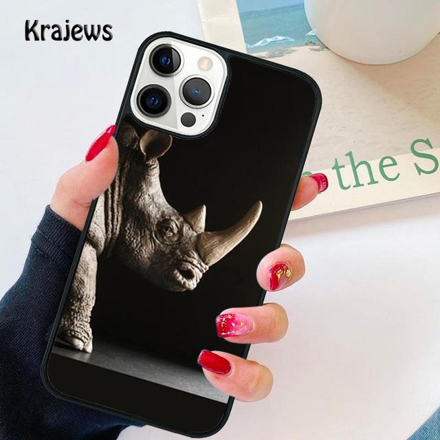 Animal Rhino Soft Phone Case For iPhone 17 Air 16 15 14 Max Plus 11 12 13 Pro Max Phone Cover coque Shell Fundas
