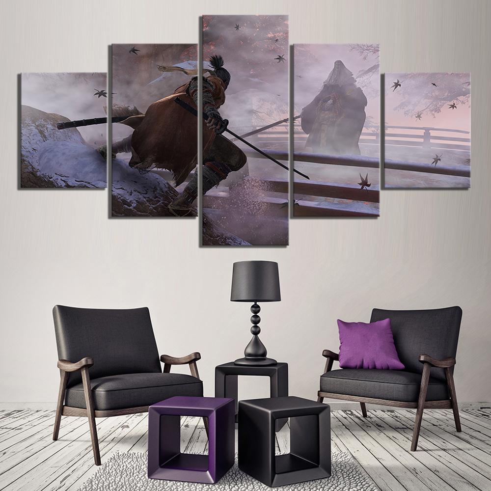 Unframed 5Pcs SEKIRO Shadows Die Twice Games Canvas Posters Wall Art Pictures HD Paintings Home Decor for Living Room Decoration