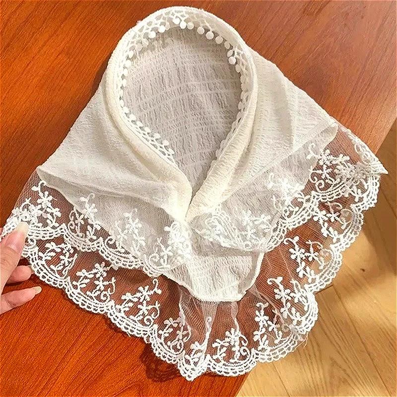 Fashion Harajuku Flower Lace Headscarf Women Pastoral Style Spring Summer Sweet Girls Triangle Scarf Hair Band Hair Accessories