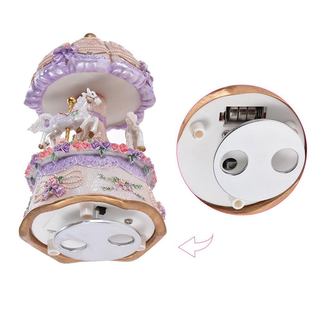 Luxury Dream 3 Horse Rotating Carousel Merry Go Round Windup Music Carousel with Colorful Color Change LED Luminous