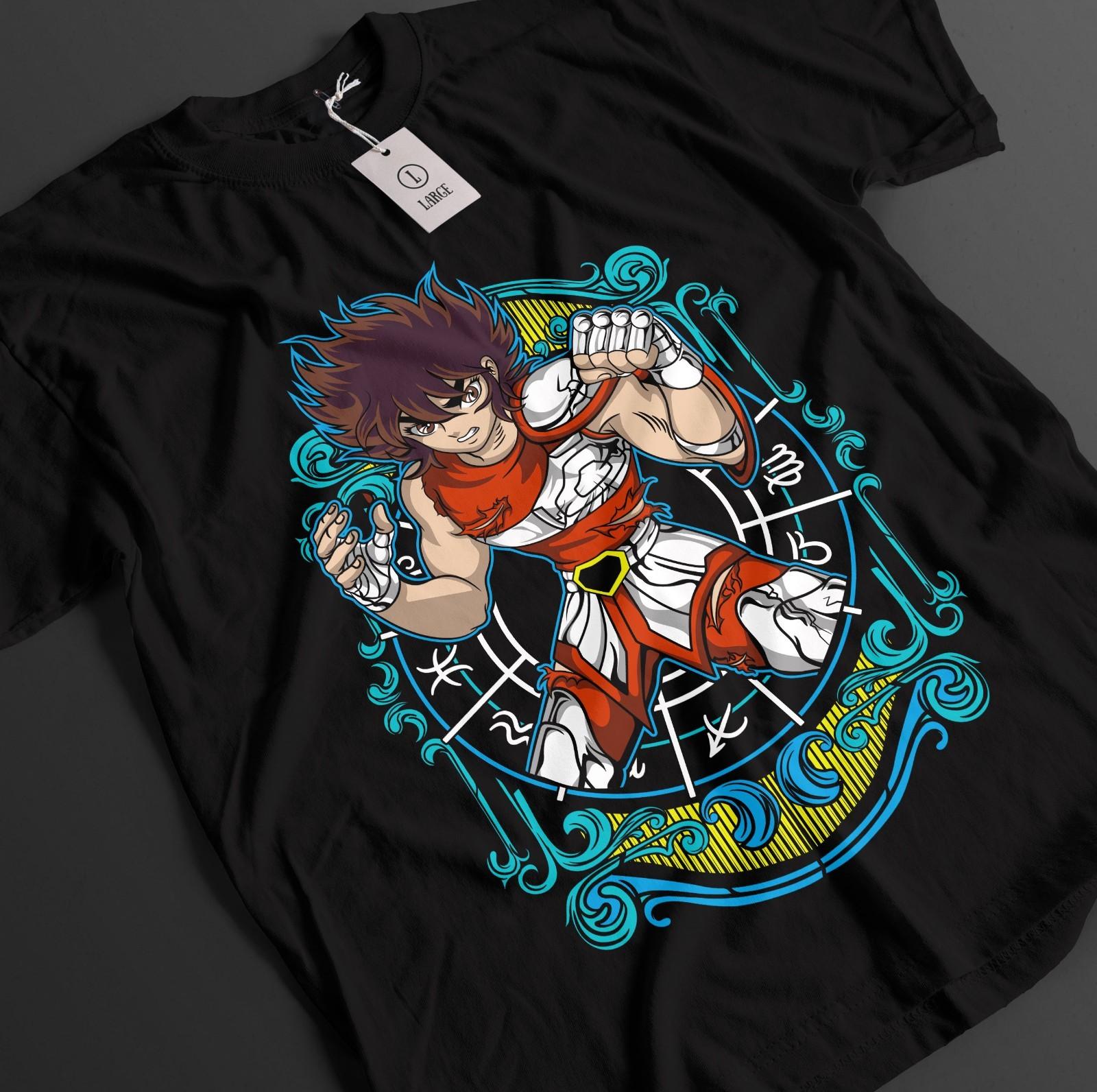 

Saint Seiya Shirt Shiryu Tshirt Hyoga T-Shirt Mens Womens Tees Top Shun Top Ikku Anime Graphic Tee L