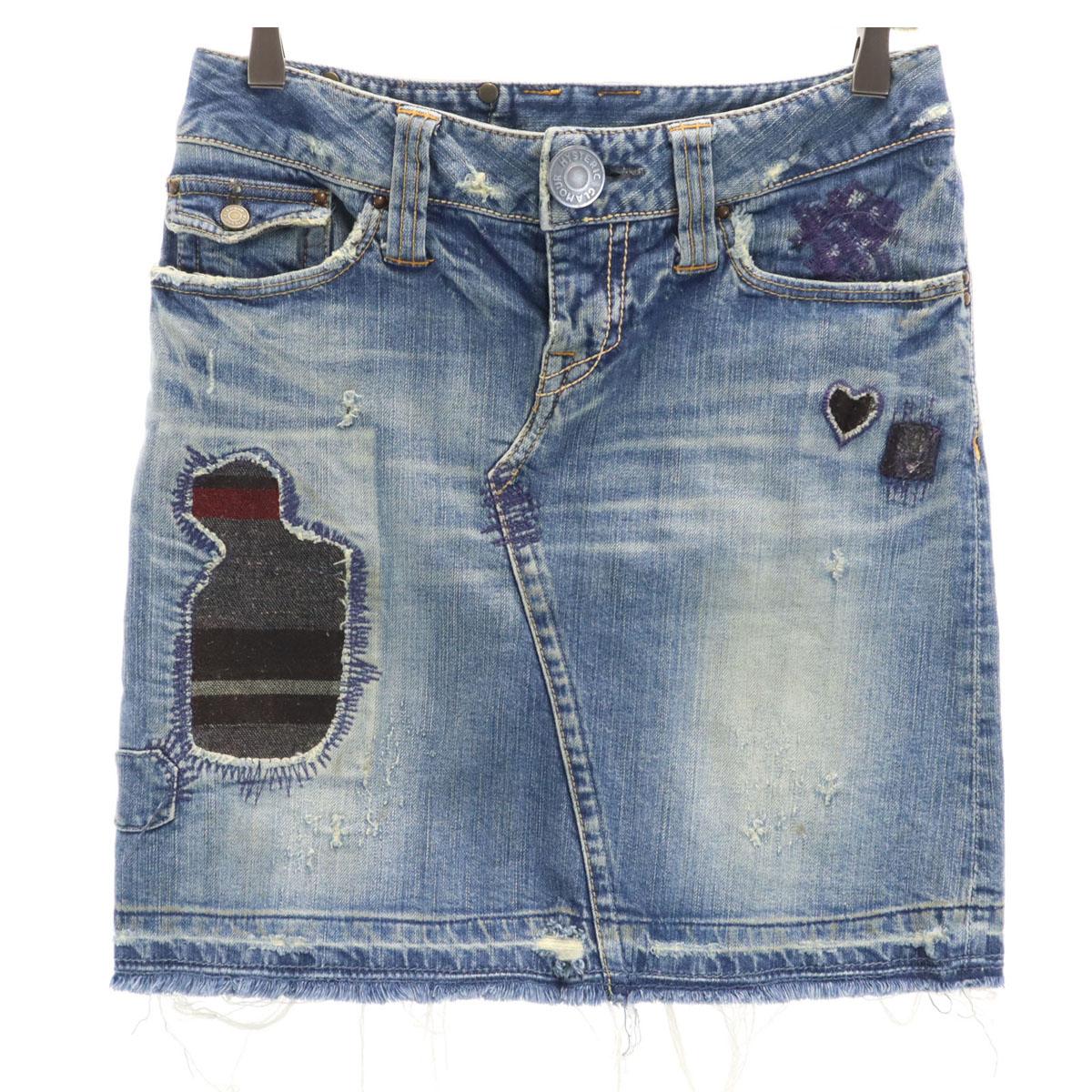 

HYSTERIC GLAMOUR сделано в Японии Миди длина Винтажная обработка Джинсовая юбка Женская Б/у