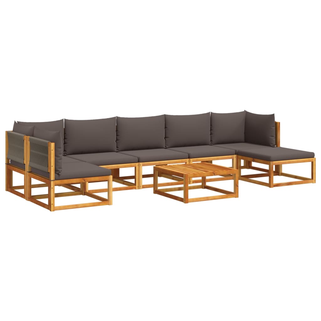 8 Piece Garden Sofa Set with Cushions Acacia Wood & Rope