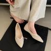 Fashion Luxury Rhinestone String Bead Decoration Low Heel Pumps Women Fashion Pointed Toe Shallow Designer Shoes Comfort Soft-sole Flats