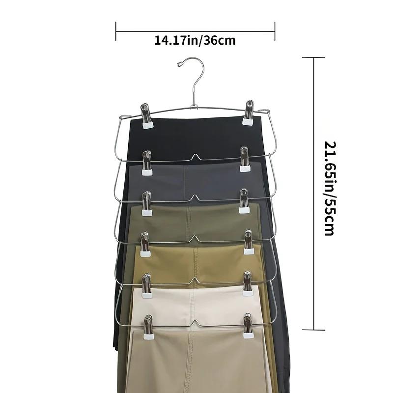 6-Tier Skirt Hangers with Clips Pant Space Saving Multiple In One Clothes with Clip Multiple Pants Hanger for Closet