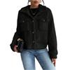Women's Fashionable Solid Color Long Sleeved Lapel Pocket Plush Short Casual Jacket Jacket