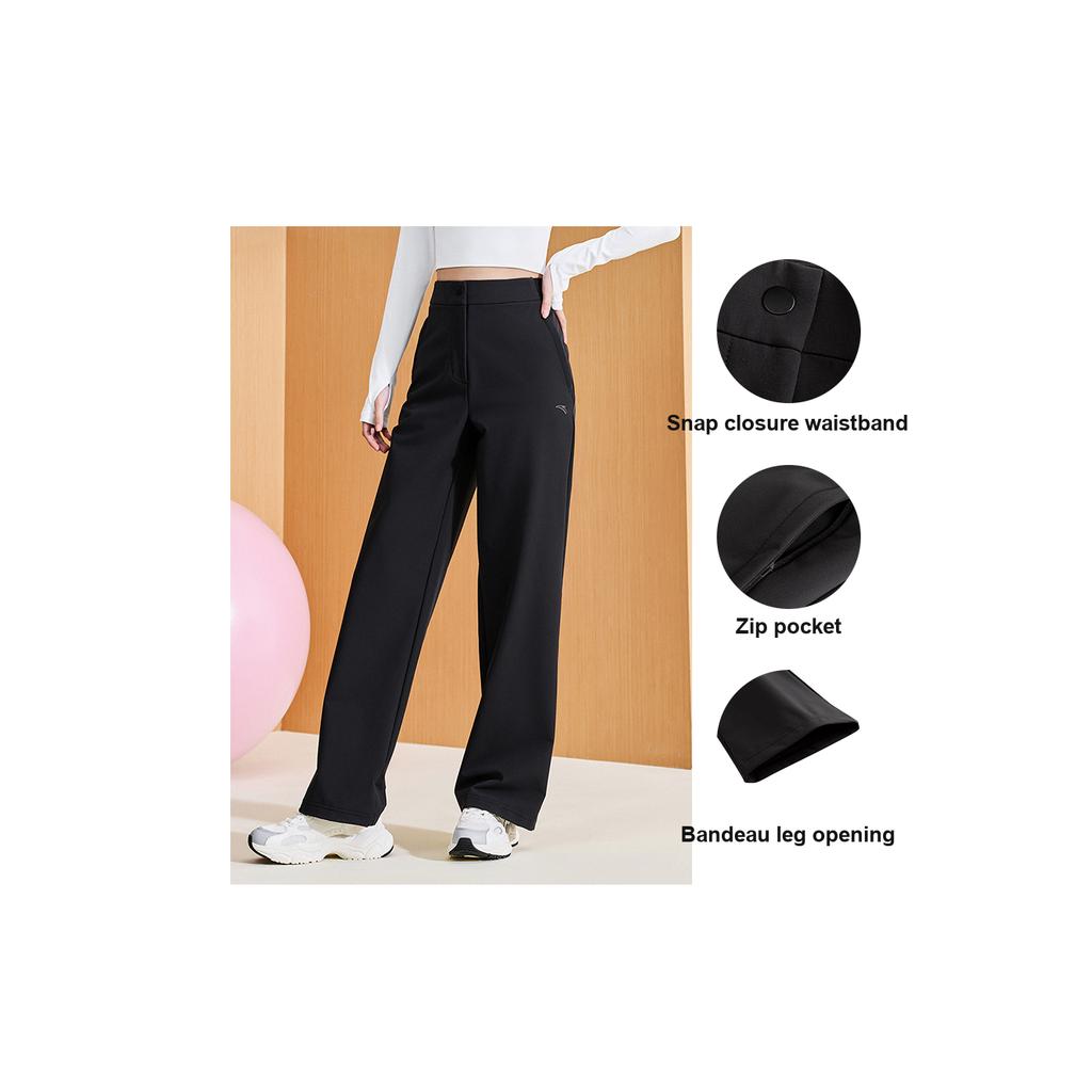 Anta Comfortable Casual Simple High-Waisted Solid Color Versatile Sports Long Pants Women Bottoms Triumphant-Gray 162517508-3