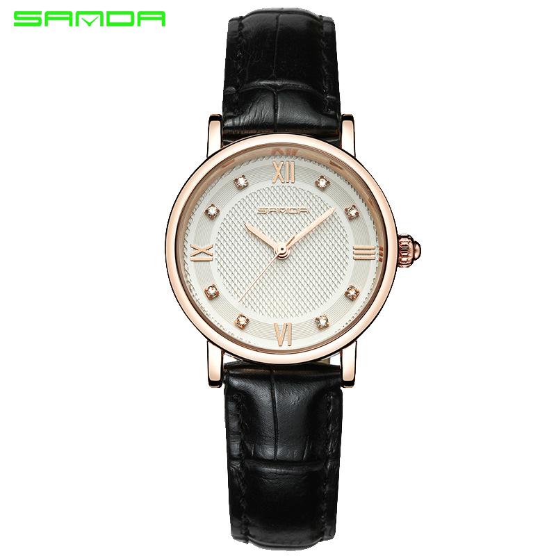 Sanda Women s Ultra-thin Quartz Wristwatch: Trendy Waterproof Korean Style for Middle School Students and Couples белый