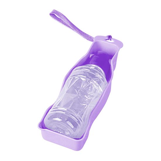 

220 мл Поилка для питомцев Непротекаемая Портативный дизайн Съемный шнурок Бутылка для воды фиолетовый