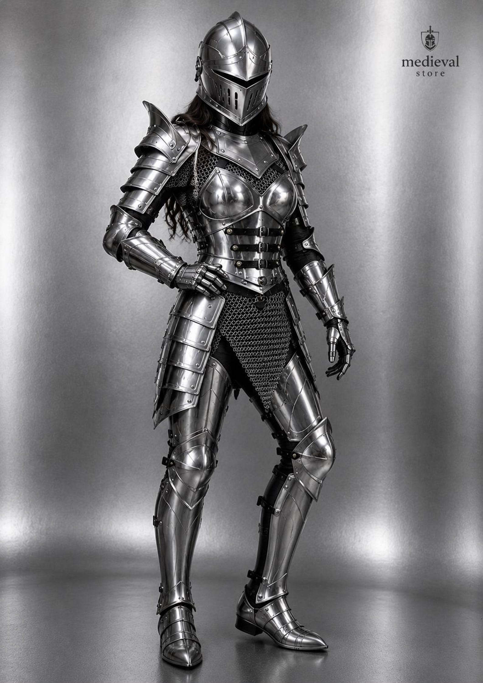 Women s Medieval Knight Cosplay Costume Full Body Fantasy LARP Renaissance Outfit  S ,  M ,  L ,  XL ,  XXL . серебряный