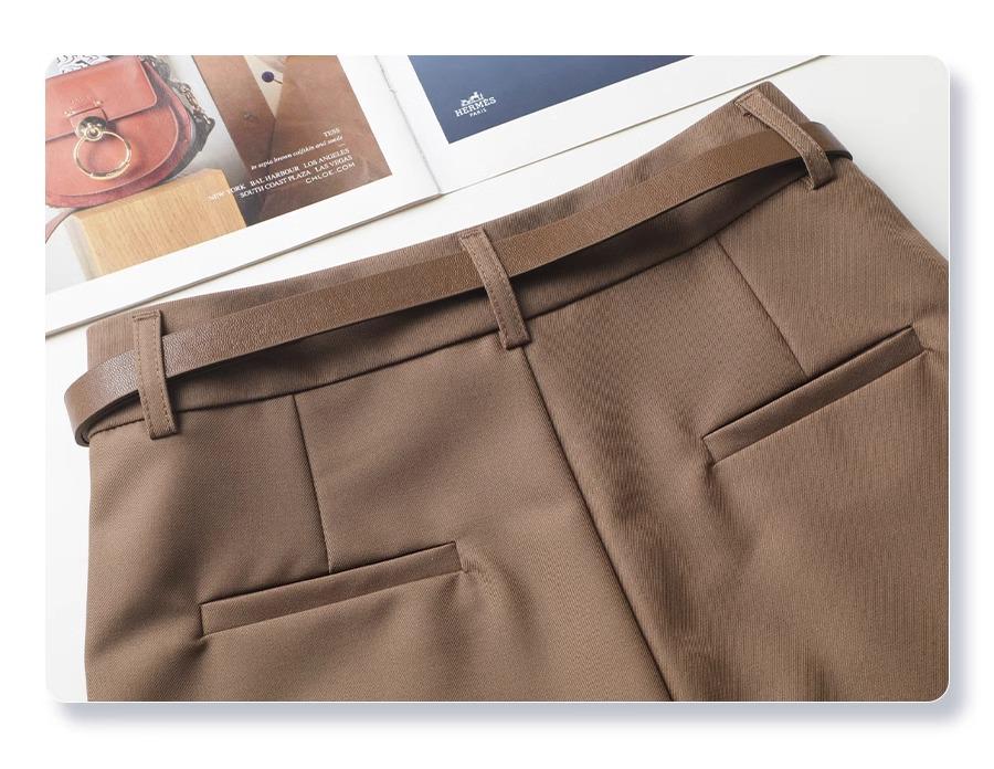 Dámské khaki šortky s vysokým pasem a širokými nohavicemi - Zeštíhlující střih do A, Perfektní na jaro a podzim 2024