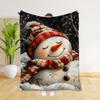Vintage Snowman Flannel Throw Blanket, Plaid Hat Scarf Snowflake Winter Print Soft Warm Blanket for Sofa Bed Christmas Holiday Home Decor Gift