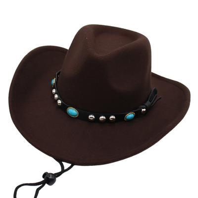 Chapéu de Copa Minoritário Chapéu de Cowboy Ocidental Chapéu de Jazz Turquesa Chapéu de Feltro para Dança Guozhuang Chapéu de Sol Homens e Mulheres
