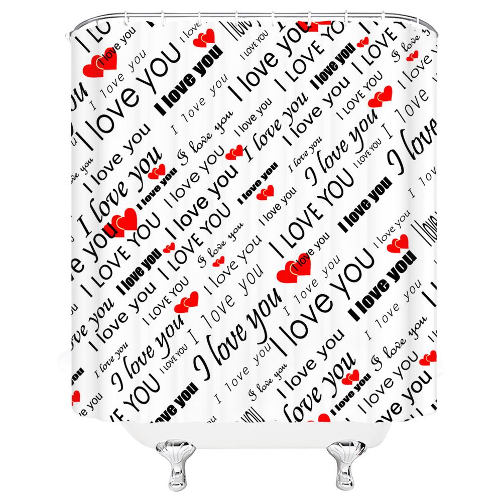 Home Decor Pink Couple Shower Curtain Shower Curtain Waterproof Fabric Modern Love Romantic Shower Curtain Bathroom Decor