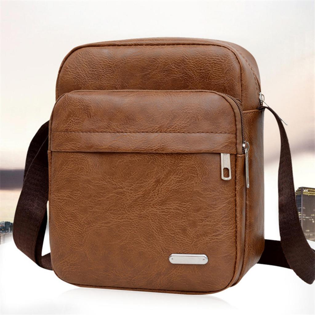 Men's Retro Crossbody Shoulder Bag Large Capacity Lightweight Business Messenger Bag for Travel Trip