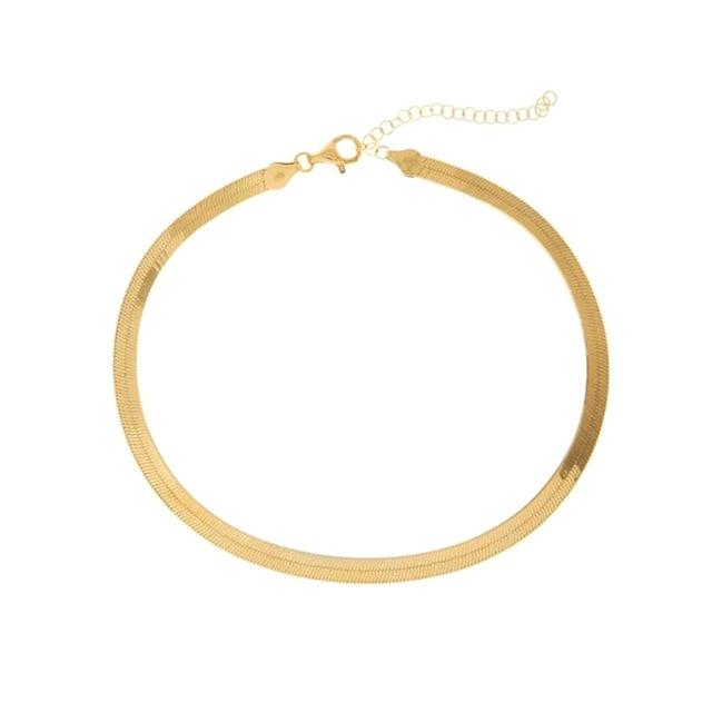 Tone Choker Pendant Necklace Female Clavicle Chain For Women Flat Snake Necklaces Jewelry CollaresTrendy Necklaces