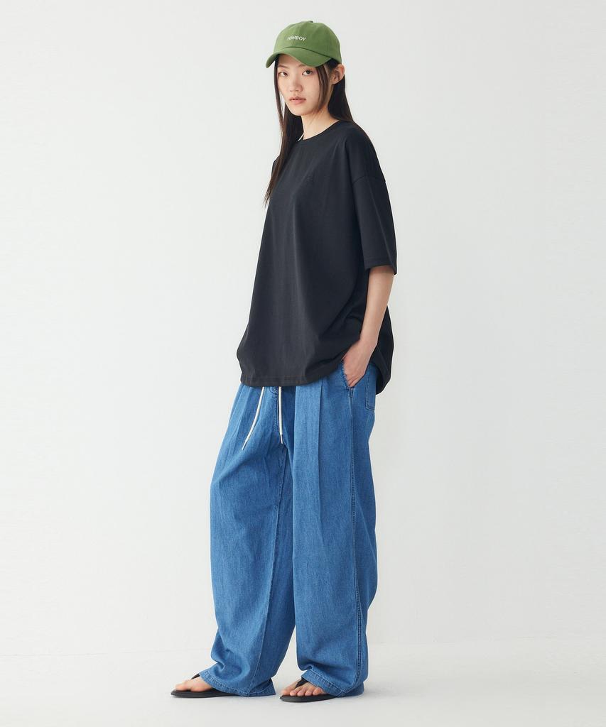 STUDIO TOMBOY [Reorder] Mini Embroidered Round Neck Short Sleeve T-Shirt_Black 9176222981