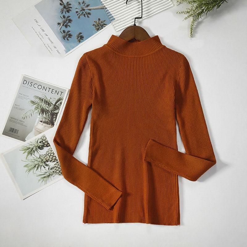 Long Sleeve Half High Neck Sweater Women's Pullover Solid Color Slim Knit Bottoming Shirt Elegant and Comfortable Women's Clothes