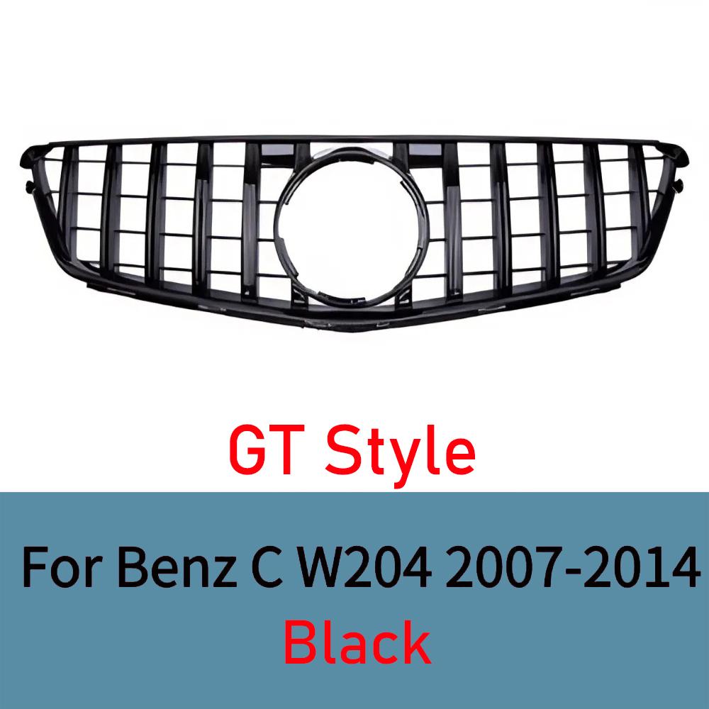 

For Mercedes C-Class W204 C43 2007-2014 Front Bumper Grille Mesh Gloss Black ABS Replacement Sporty Upgrade Tuning Accessories