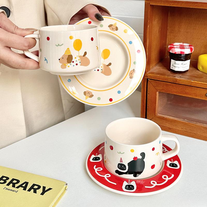 Mug Ceramic Cup Water Cup Cute Coffee Cup Saucer Set Nordic Ins Simple and Beautiful Girls Cup