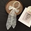 Pearl Necklace Spring and Summer Versatile Polka Dot Lace Silk Scarf High-end Bag Strap Multi-purpose Belt Headscarf