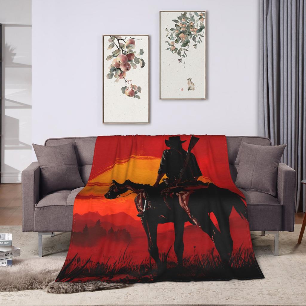 Warm Soft Blanket Travel Office Arthur Morgan  RDR 2 West Cowboy Vintage Bedding Throws  Flannel Bedspread For Sofa Bed Cover