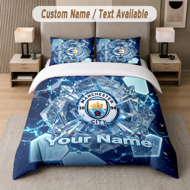Manchester City Design Bedding Set Custom Text 1 Duvet Cover & 2 Pillow Cases
