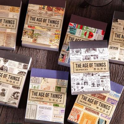 50 Stück Vintage Pflanzenaufkleber Junk Journal Retro Zeitungsstempel Ticketaufkleber Etikett DIY Tagebuch Album Scrapbooking Material