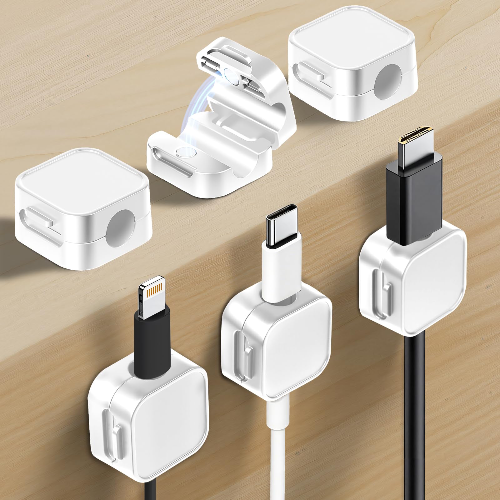 

Cmxh89 [Set of 6] Cable Holder Clips, Spring-Loaded Cable and Magnetic Cable Holder, Cable Management, Smooth Cable Adjustment, Cord Holder, Desk