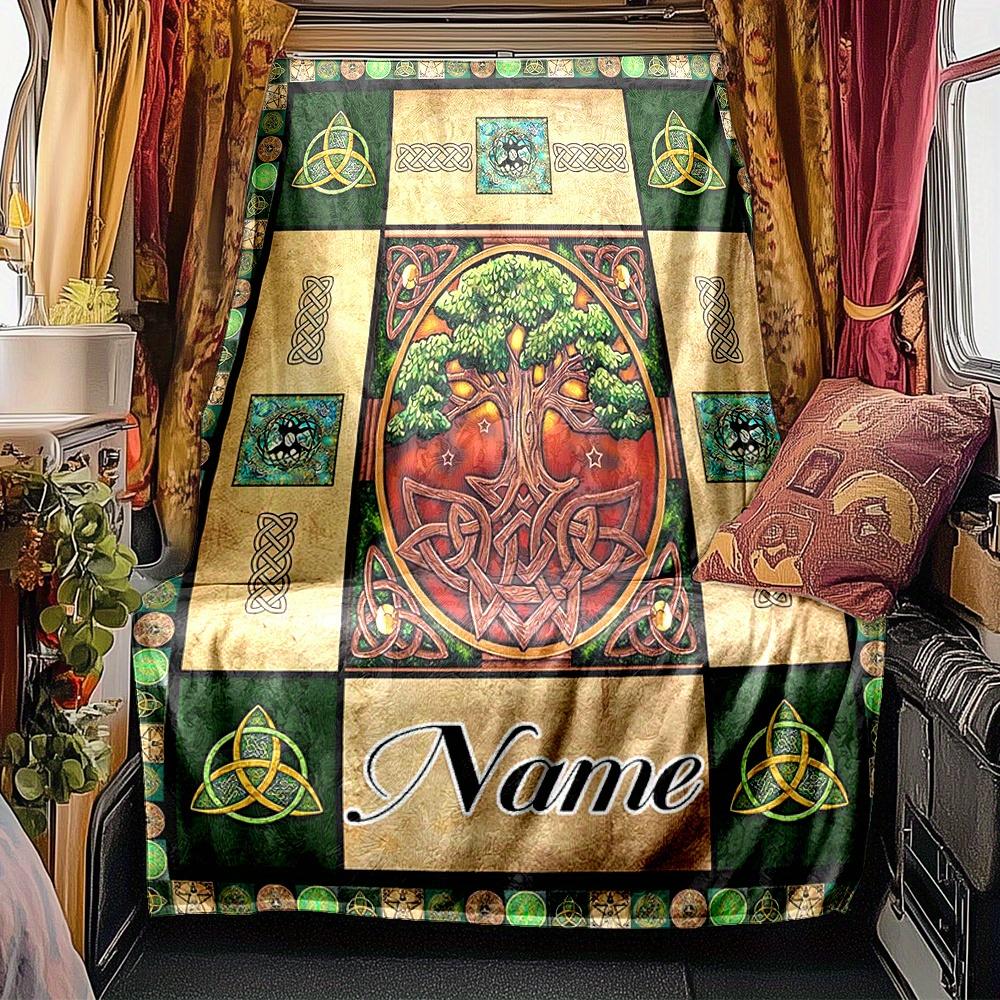 Celtic Tree Of Life Blanketcustomize Your Name Lightweight Comfortable And Stylish Blanket For Travel Bed Home Chair Office Sofa And Camping All