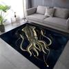 1PC Squid Illustration with Gold Patterns Carpet for Living Room Bedroom Sofa Home Decor Rug Non-slip Floor Mat Luxury Gift
