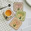 3PCS Anti-oil Tulip Coaster Non-slip Dining Table Mat Placemats Mug Mats  Jewelry Photography