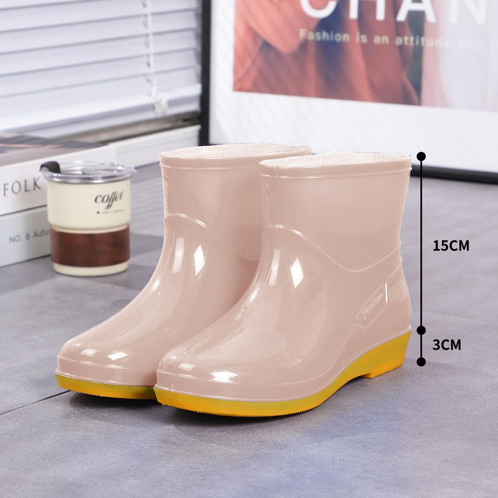 New high tube fashion rain shoes women's thick-soled non-slip and wear-resistant kitchen car wash rubber shoes velvet thermal overshoes