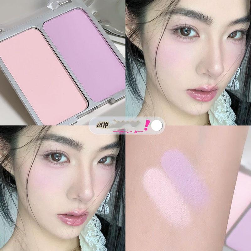 

Двухцветная палитра румян Natural Matte Brighten Skin Blusher Milk Peach Pink Purple Apricot Rubor Rouge Korean Dupes Makeup
