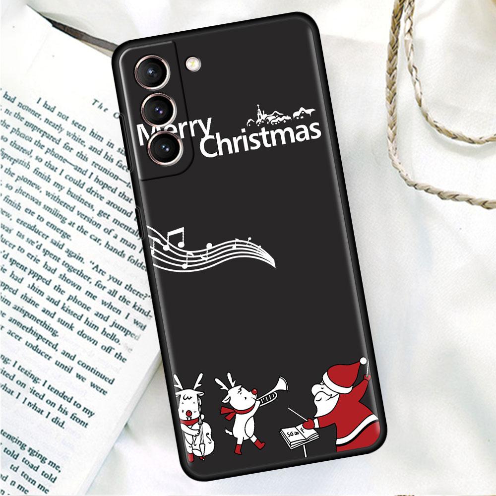 Phone Black Soft Case For Samsung Galaxy S22 S21 S20 Ultra FE S9 S8 S10 Plus Note 20 10 9 Fundas Cover Merry Christmas In Winter