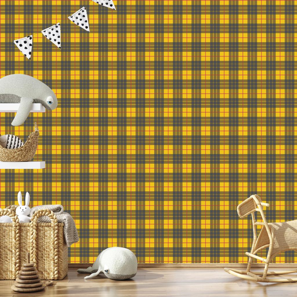 Yellow Checkered Wallpaper Gold and Brown for Living Room and Bedroom 50x1000