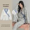 Women's Cartoon Pajama Set with Chest Pads - Spring/Autumn Cloud-Feel Cotton, Long Sleeve Cardigan, Thin Robe, Homewear & Outdoor Wear