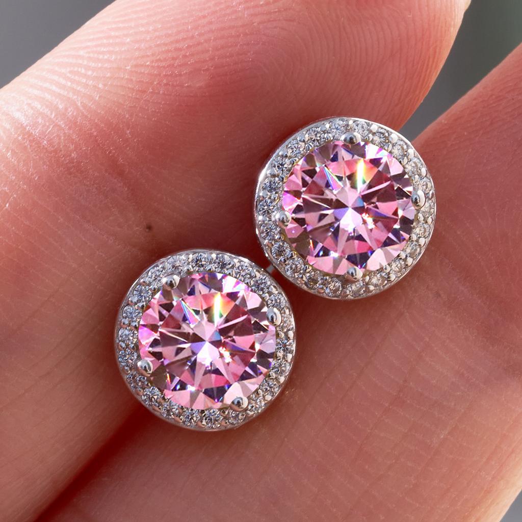 925 Silver 1 Carat Moissanite Round Earrings Engagement Wedding Daily Work Party Travel Luxurious Gift For Women
